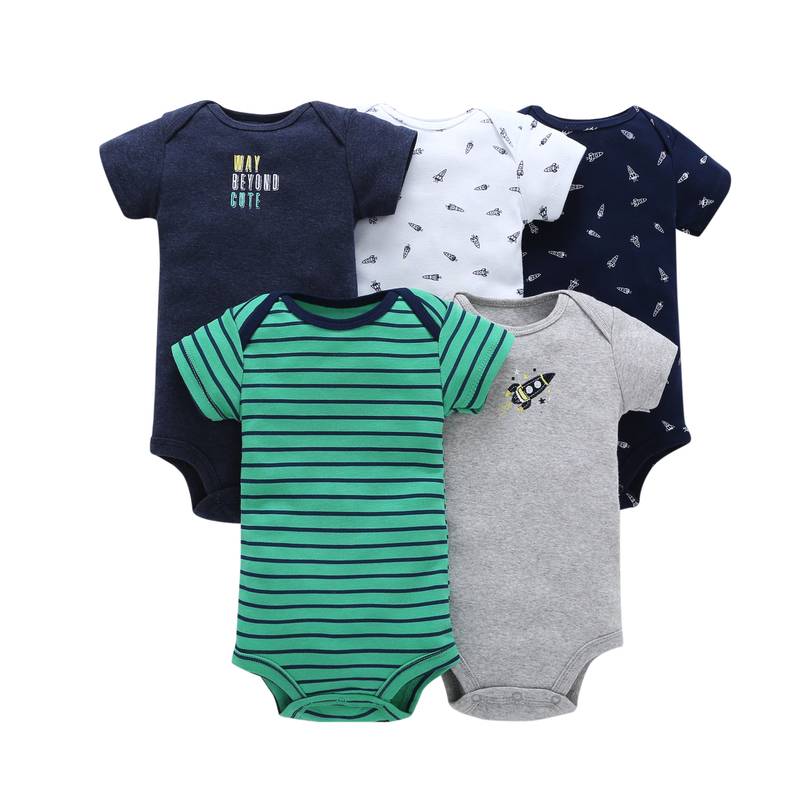 Printed Cotton Baby’s Onesies 5 pcs Set